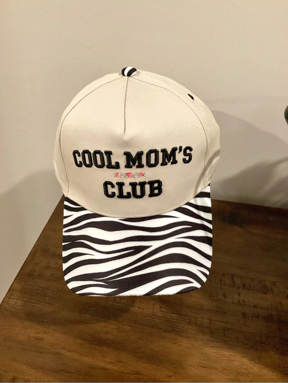 women’s cool moms club zebra print baseball cap